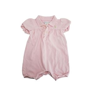 Ralph Lauren 9m Baby Girl Pink Short Sleeve Interlock Bubble Romper Shortalls